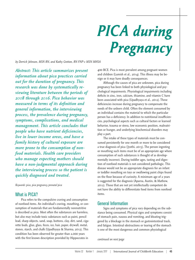 Pica in Pregnancy: Risks and Management | PDF | Pregnancy | Health Care