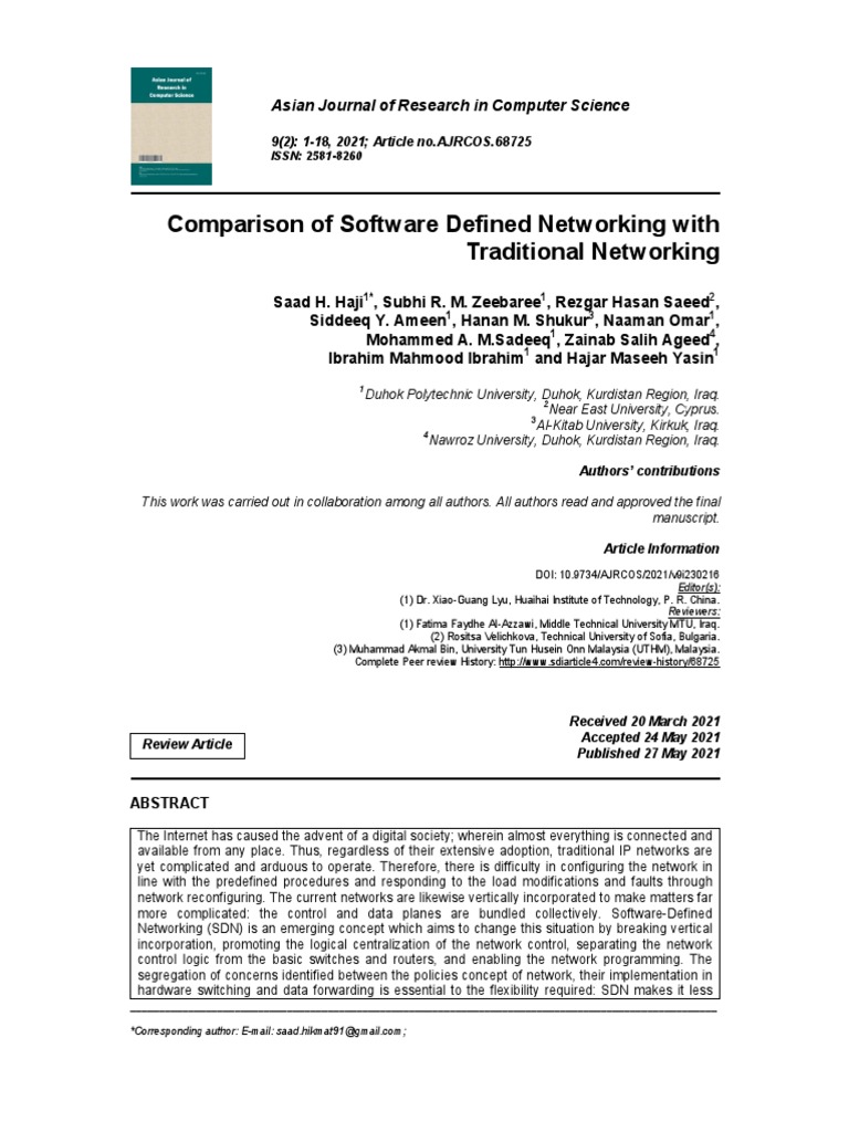 SDN vs. Traditional Networking Comparison | PDF | Computer Network ...