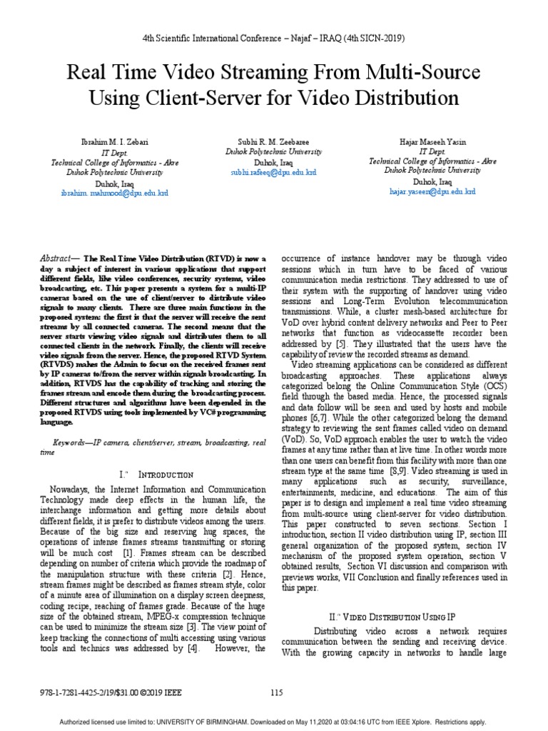 Real Time Video Streaming From Multi-Source Using Client-Server For ...