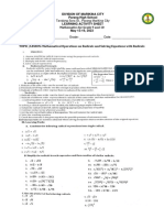 Grade 9 10 Mathematics LAS For TOFAS RemediationMathematical Operations On RADICALS