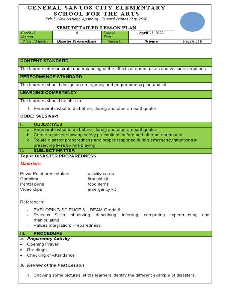 Lesson Plan in Science 6 | PDF | Travel | Science & Mathematics