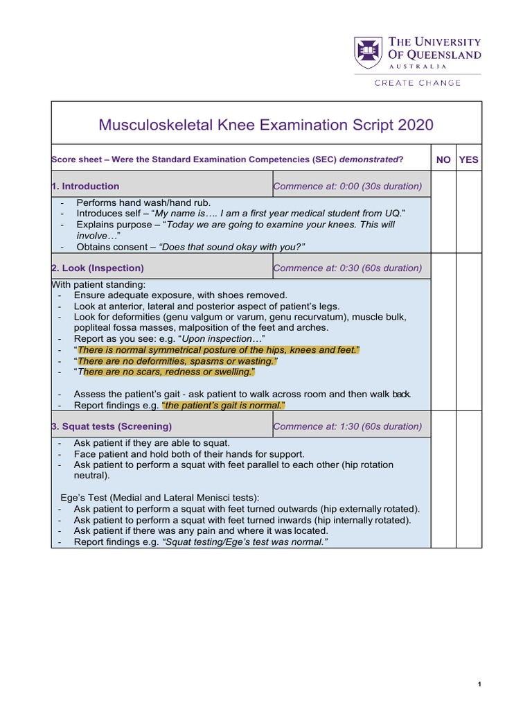 MSK Knee Script | PDF | Knee | Limbs (Anatomy)