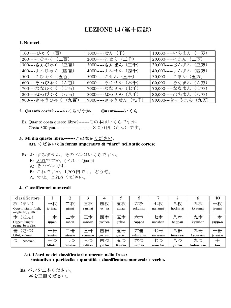Lezione 14 corso di giapponese PDF