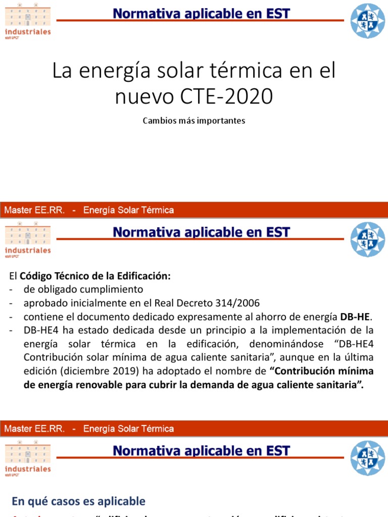 Anexo. Cambios en El Nuevo CTE2020 PDF Energía renovable Energía solar