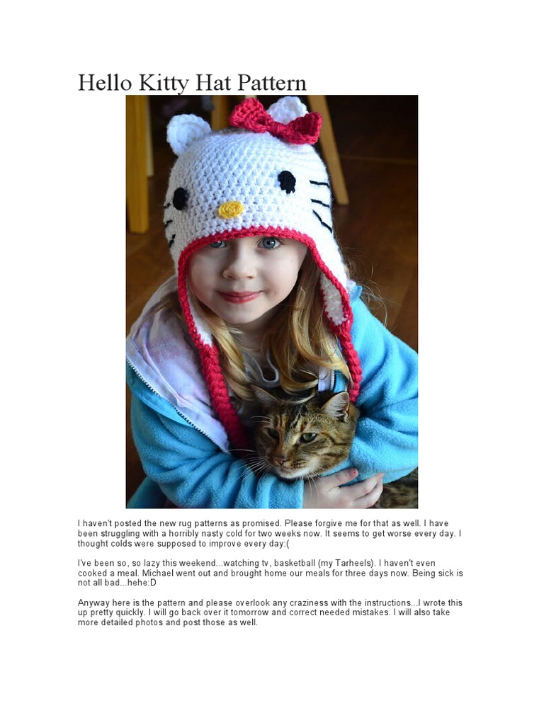 Hello Kitty Hat Pattern | PDF | Crochet | Yarn