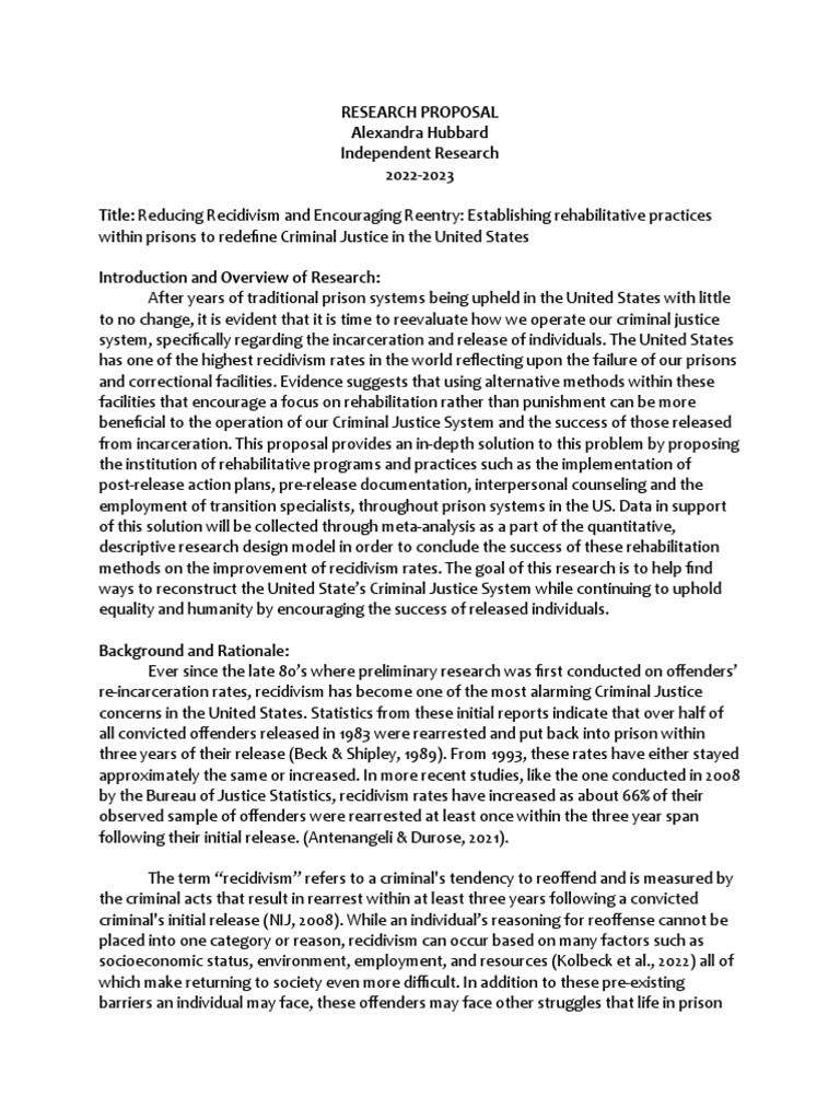 Reducing Recidivism Through Rehabilitation | PDF | Recidivism | Prison