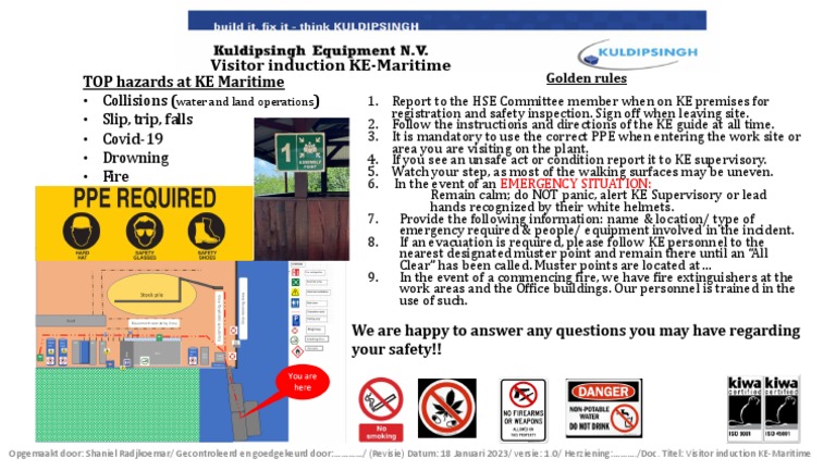 Visitor Induction KE-Maritime Versie 1.0 | PDF | Occupational Safety ...