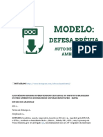 Modelo de Defesa Previa Contra Auto de Infracao Ambiental Por Desmatamento