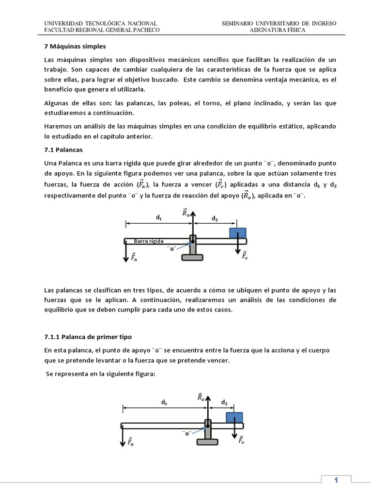 Capítulo 7 Máquinas Simples Pdf Palanca Fuerza
