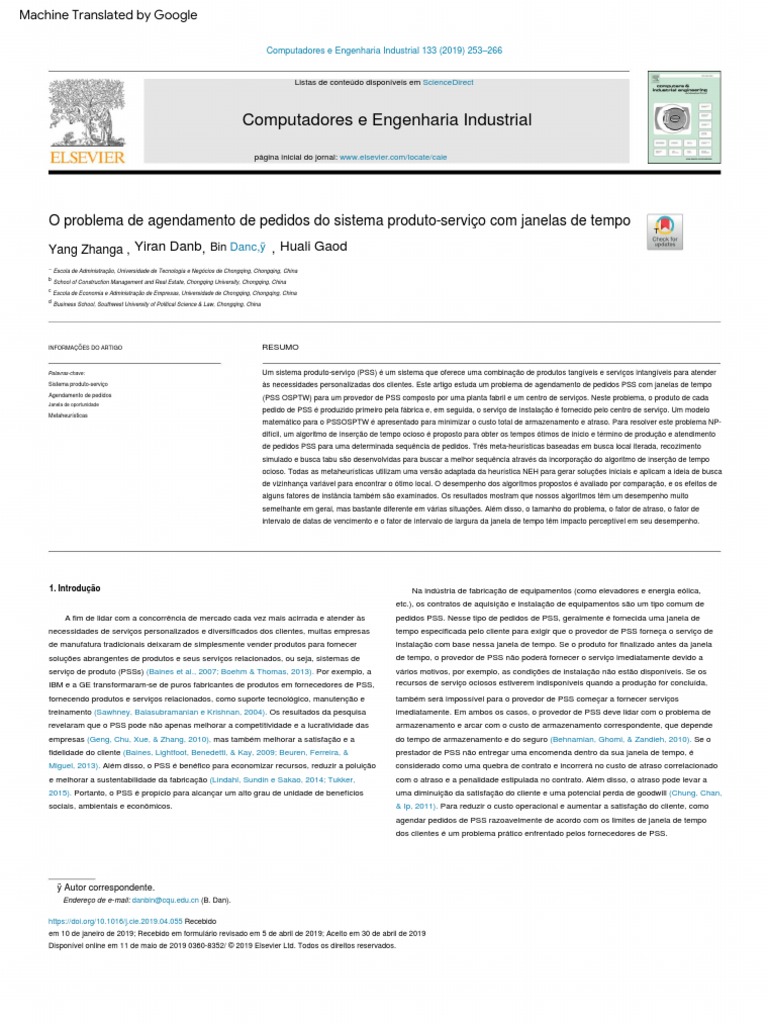 Computers & Industrial Engineering Tradução PDF Cadeia de