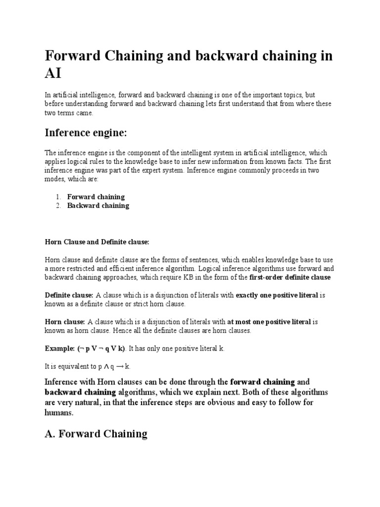 Forward vs Backward Chaining in AI | PDF | Inference | Teaching Mathematics