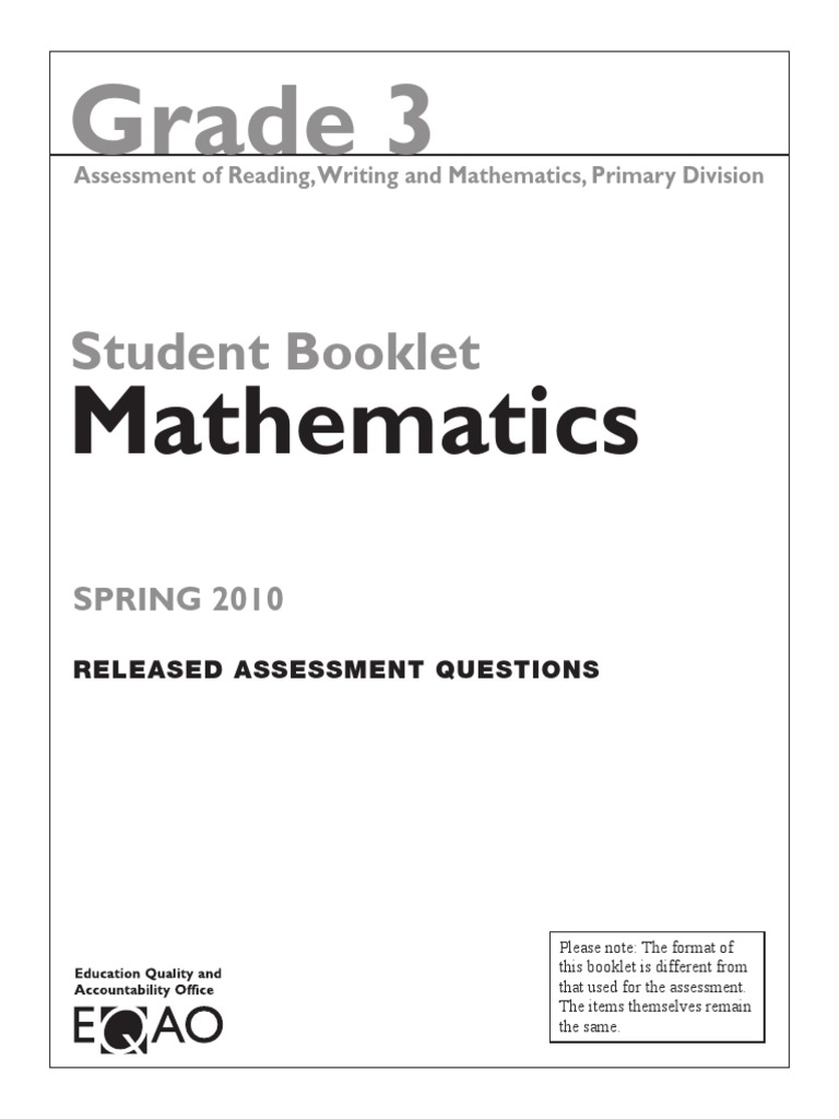 2010 Gr3e - Math - StudentBooklet | PDF