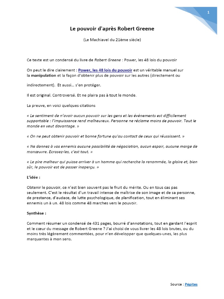 Les 48 Lois Du Pouvoir PDF