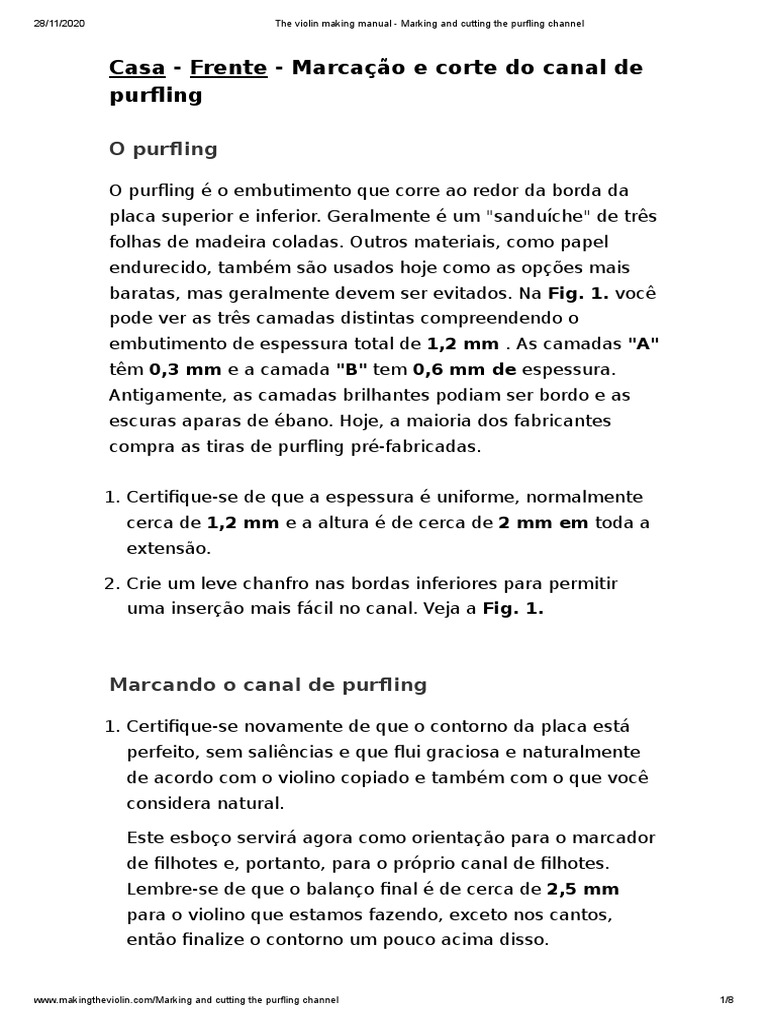 The Violin Making Manual - Marcação e Corte Do Canal de Filete Tampo | PDF