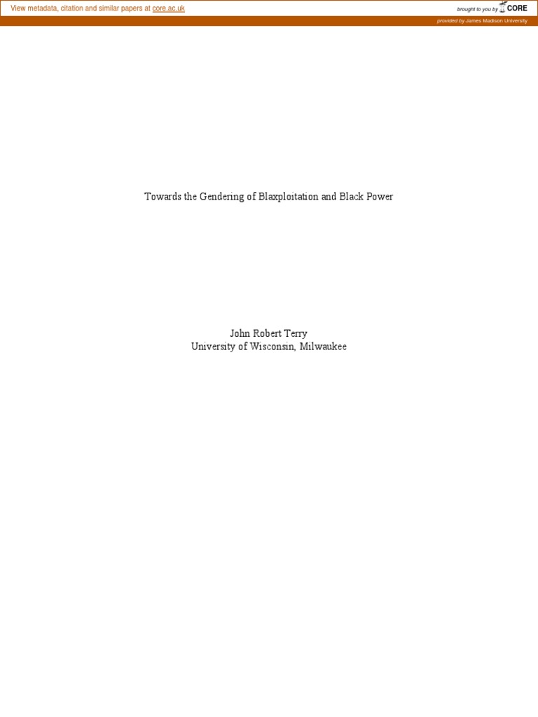 TERRY, John Robert. Towards The Gendering of Blaxploitation and Black ...