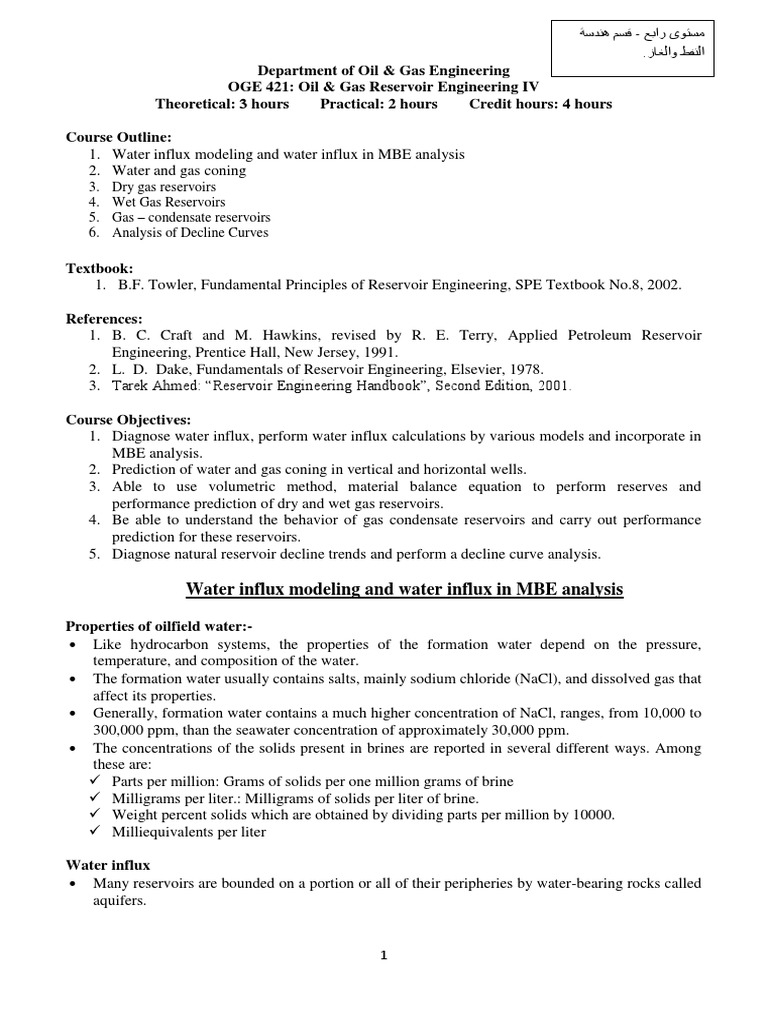 Reservoir Engineering Examples PDF Petroleum Reservoir Aquifer