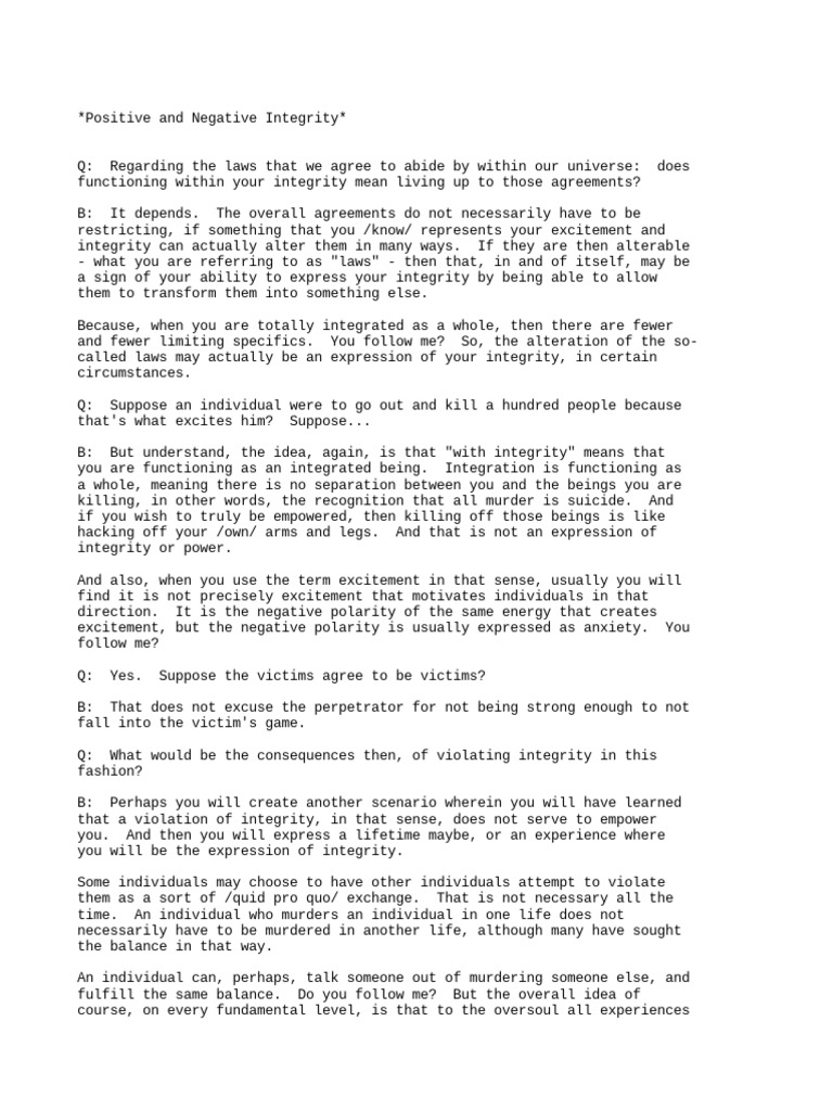 Bashar - Positive - and - Negative - Integrity | PDF