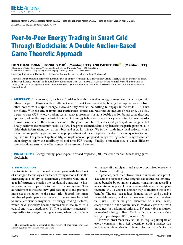 Peer-to-Peer Energy Trading in Smart Grid Through Blockchain A Double ...