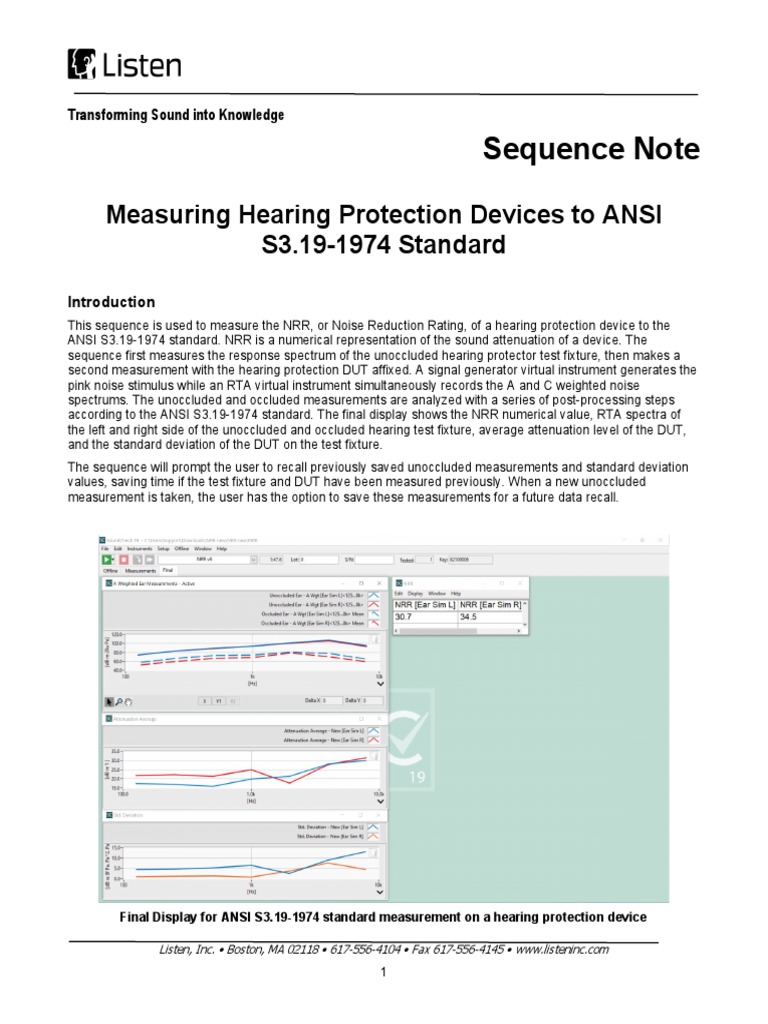 Measuring hearing protection devices to ansi s3 19 1974 standard pdf