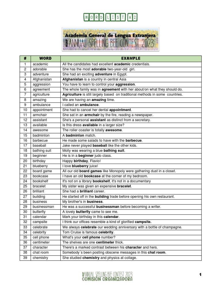 Word List A2 | PDF