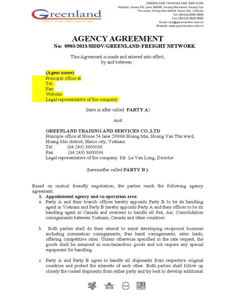 Greenland Trading Agency Agreement | PDF