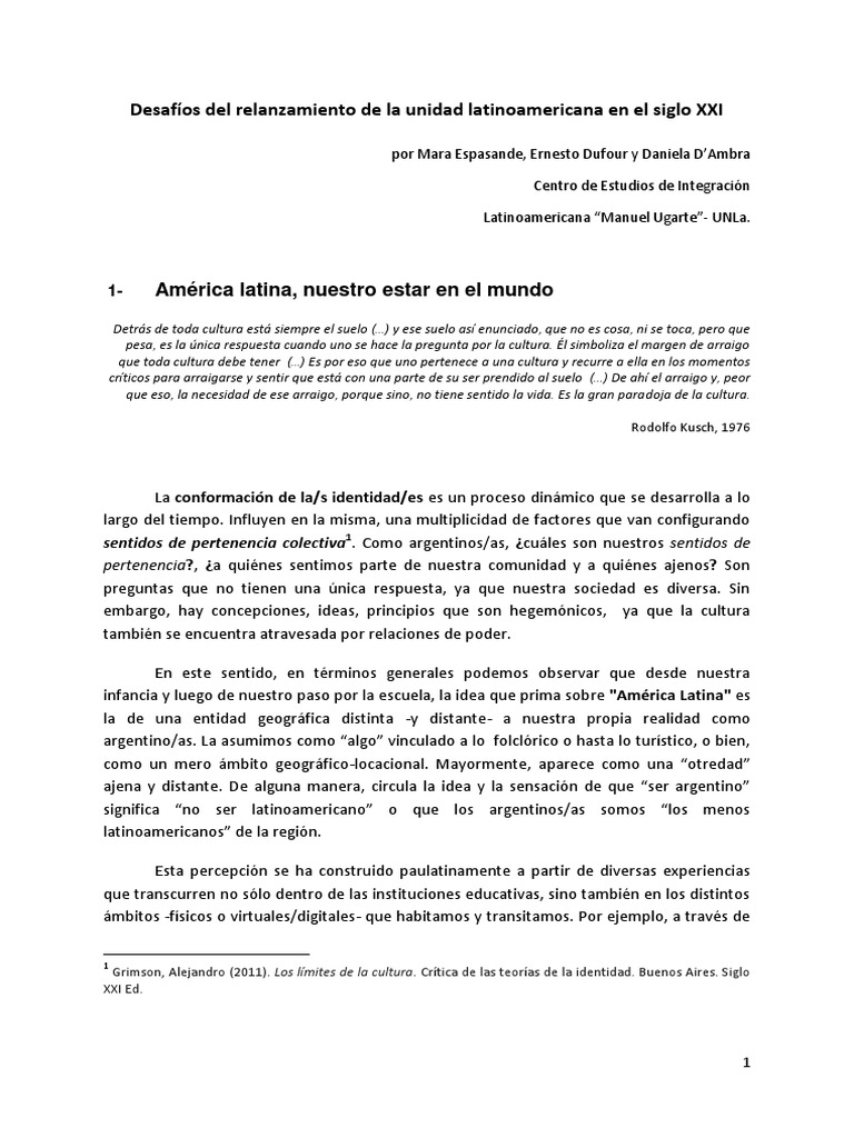Desafíos Del Relanzamiento de La Unidad Latinoamericana en El Siglo XXI ...