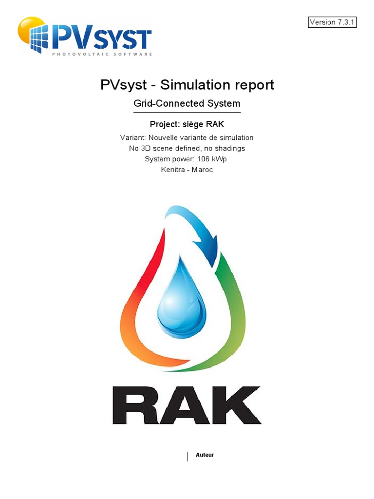PV Simulation Report for RAK Kenitra | PDF | Photovoltaics ...