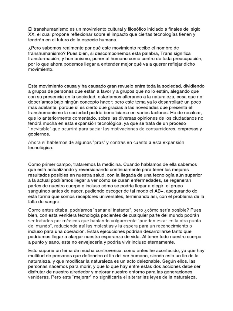 El Transhumanismo PDF