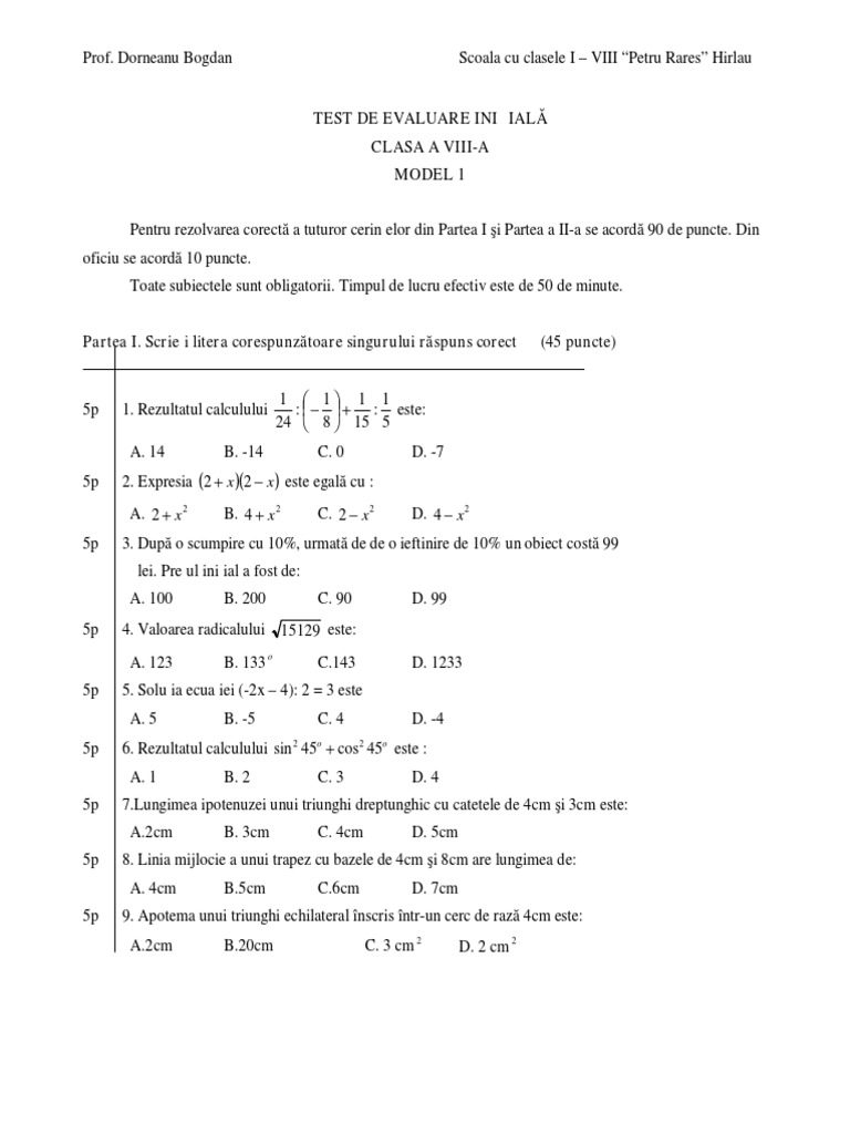Test Initial Cls - 8 | PDF