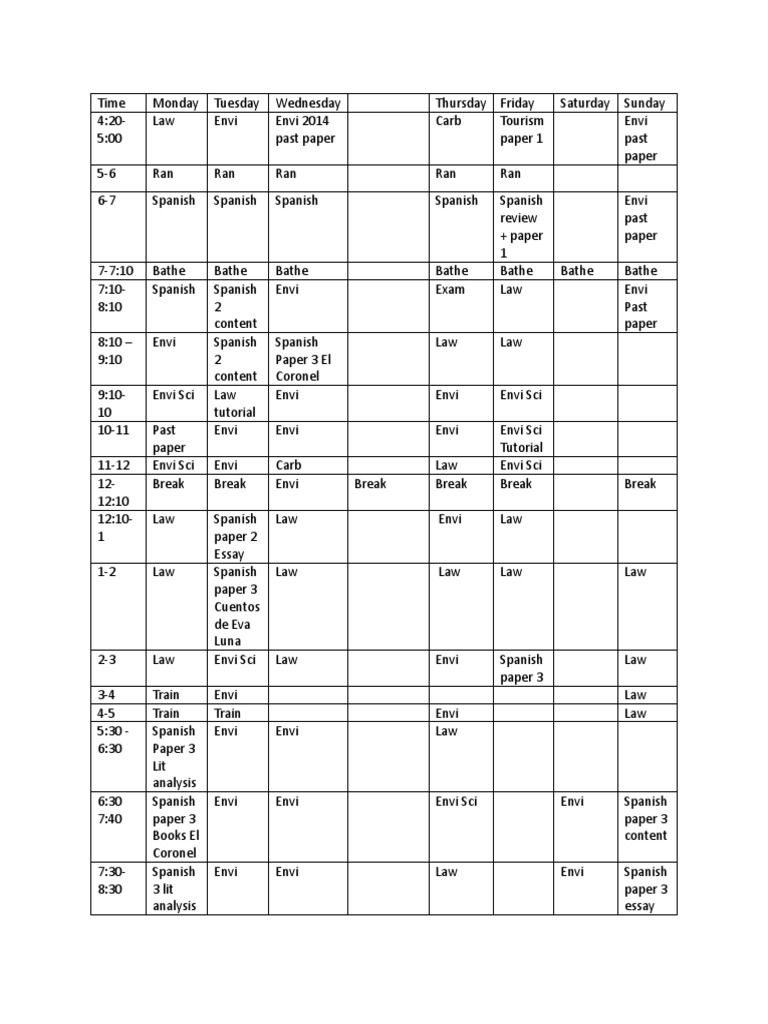 Cape Time Table | PDF