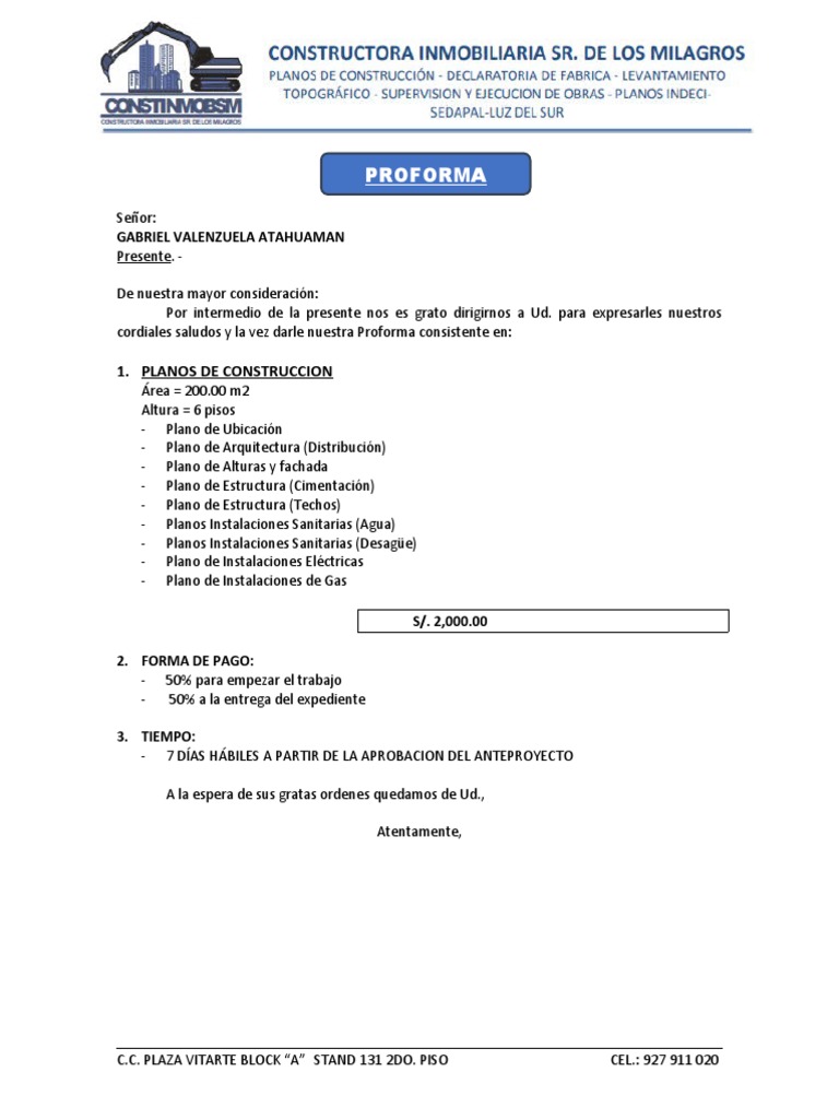 Proforma construccion pdf
