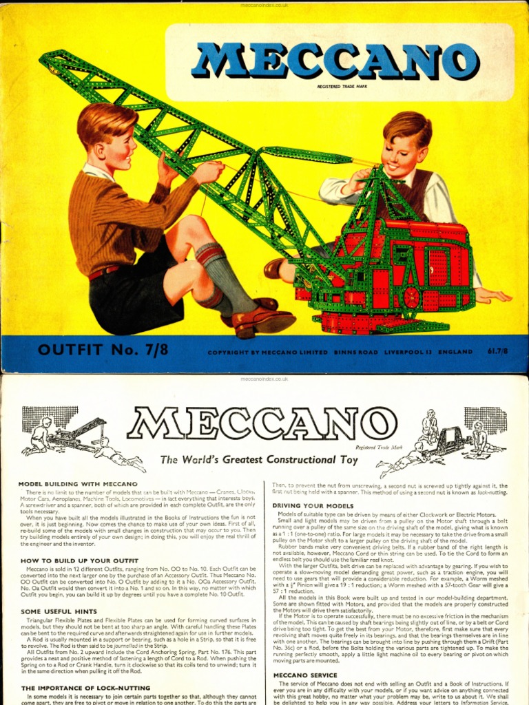 Manuel D'instructions Meccano Ancien - Version Française - Vers 1930 - Vintage