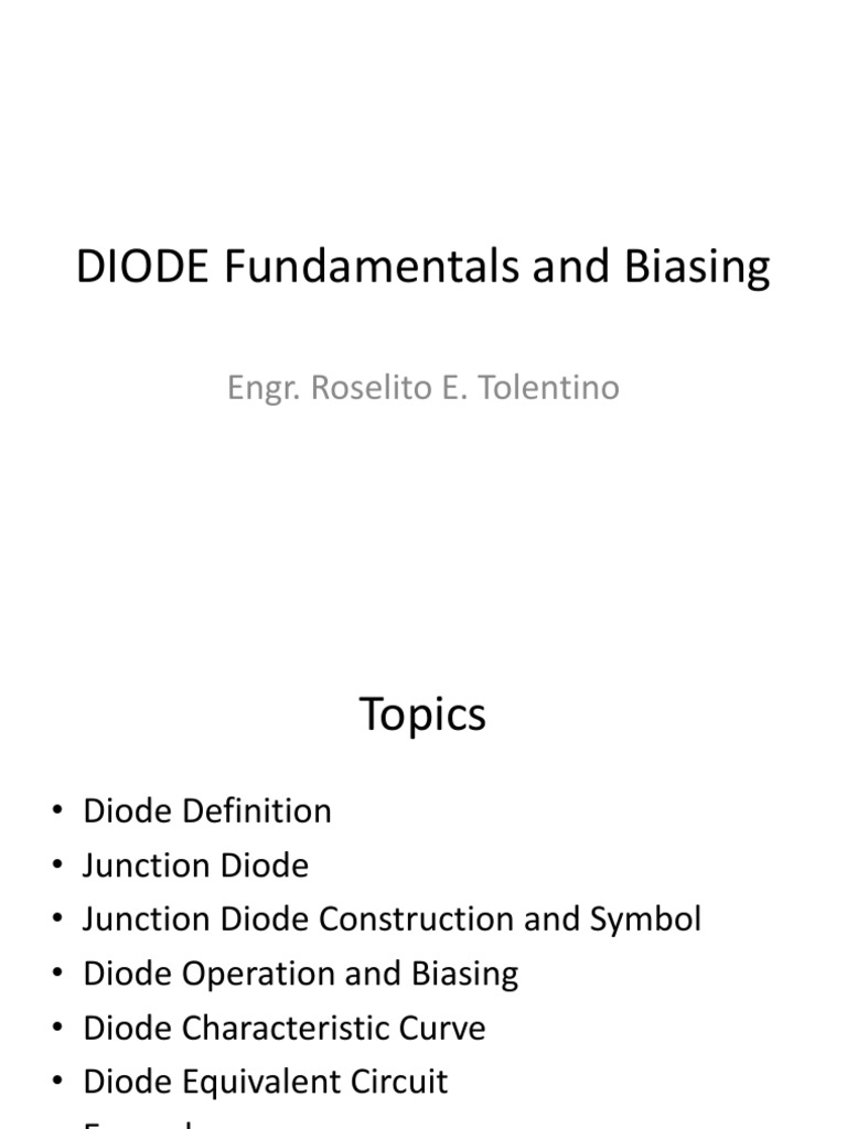 1. Diode Fundamentals and Biasing PDF PN Junction Diode