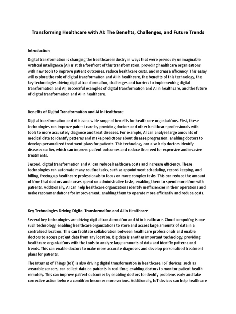 Transforming Healthcare with AI | PDF | Artificial Intelligence