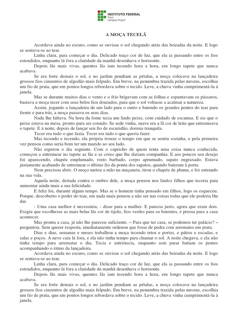 A Moça Tecelã | PDF | Tecelagem