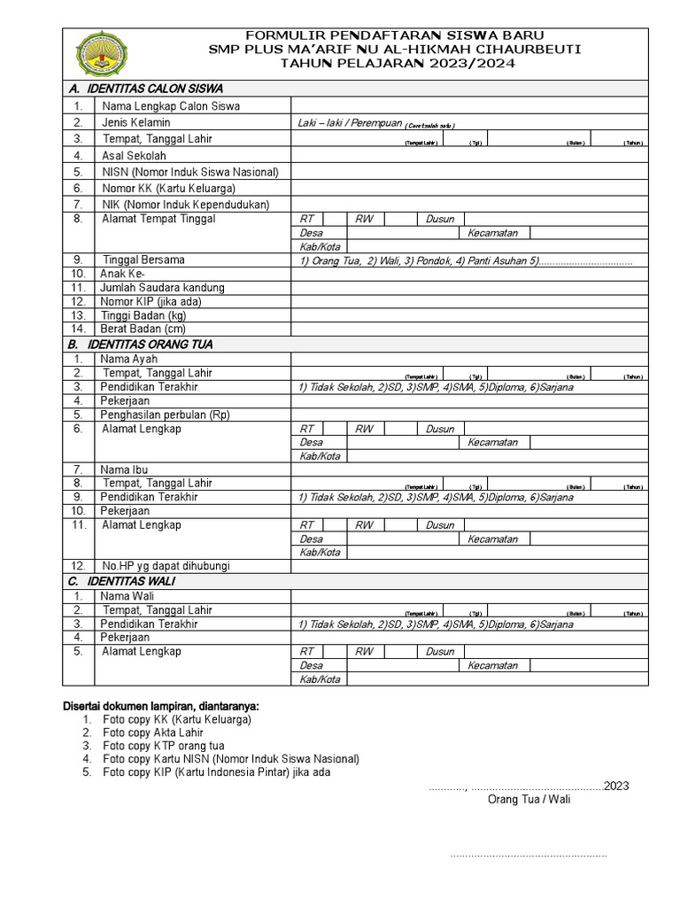 formulirpendaftaran 20232024 PDF