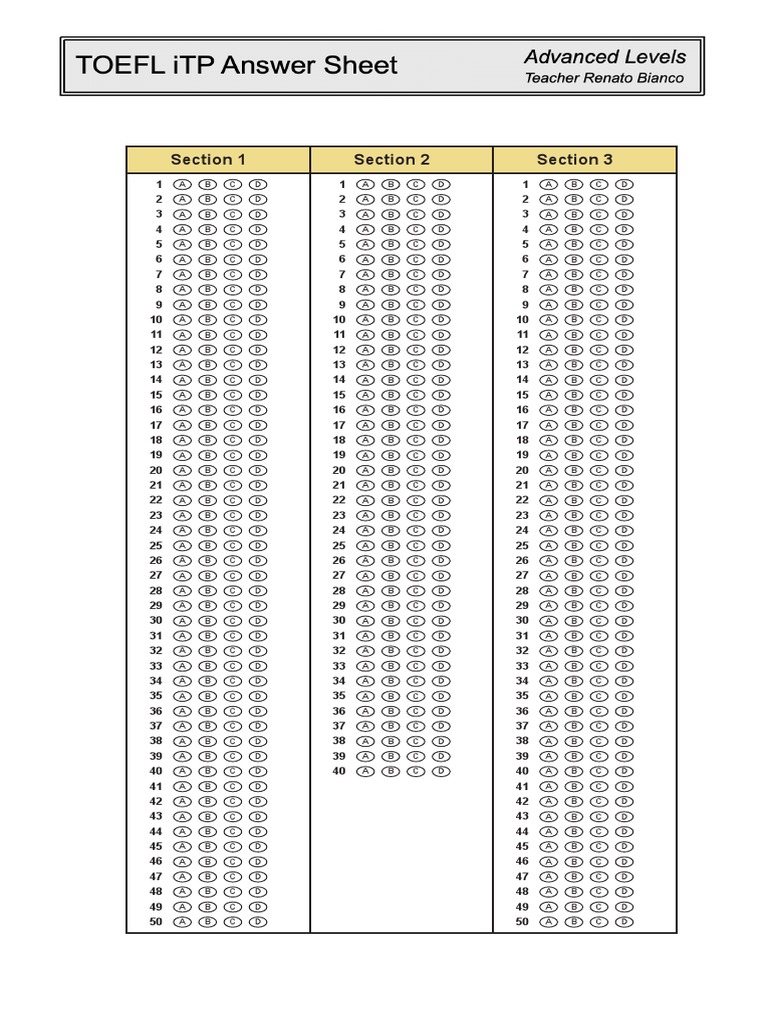 CEFR Practice Test A Answer Sheet | PDF