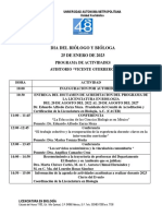 Dia Del Biólogo Y Bióloga 25 de Enero de 2023: Programa de Actividades Auditorio "Vicente Guerrero"