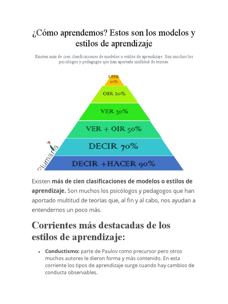 Modelos y Estilos de Aprendizaje | PDF | Aprendizaje | Mente