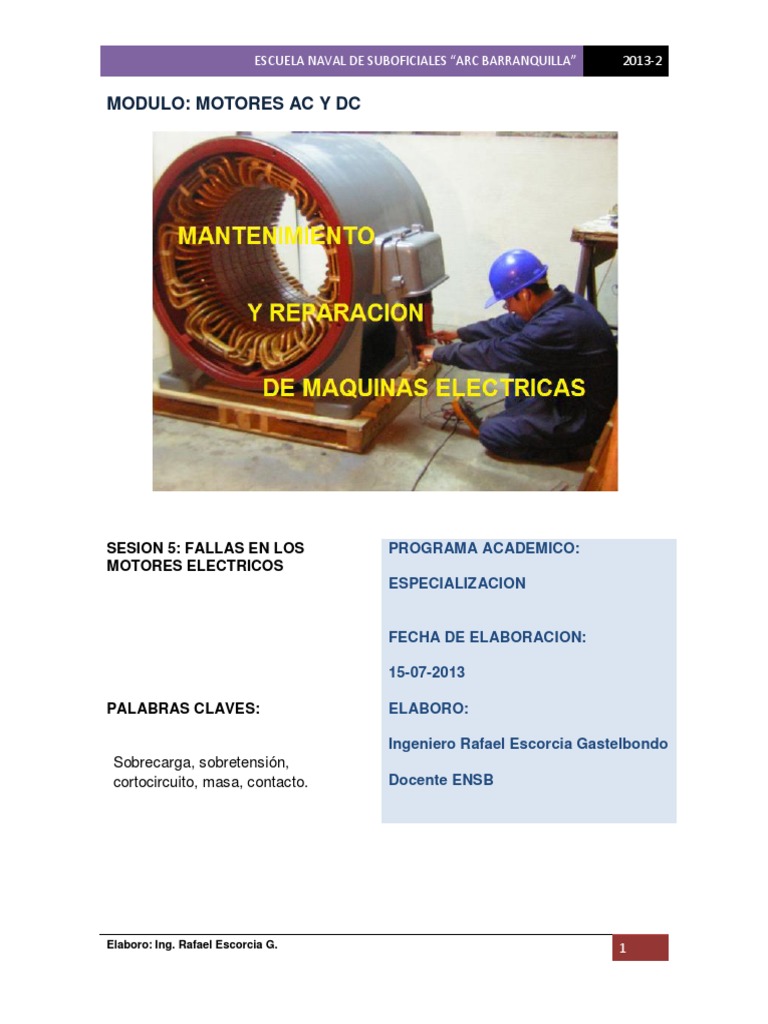 Fallas en Motores Eléctricos | PDF | Inductor | Rodamiento (Mecánico)
