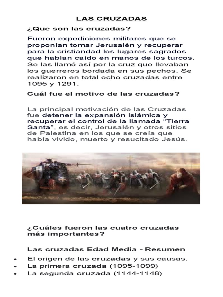 Resumen de las Cruzadas en la Edad Media | PDF | Cruzadas | imperio ...