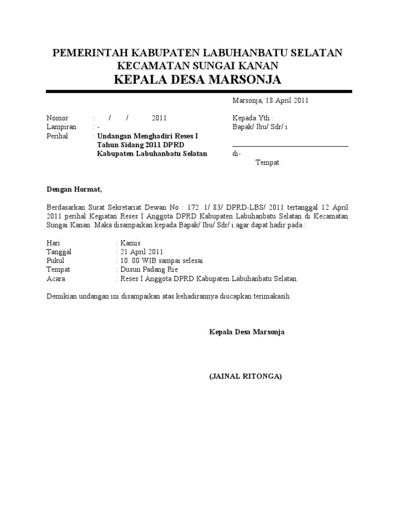 Undangan Reses