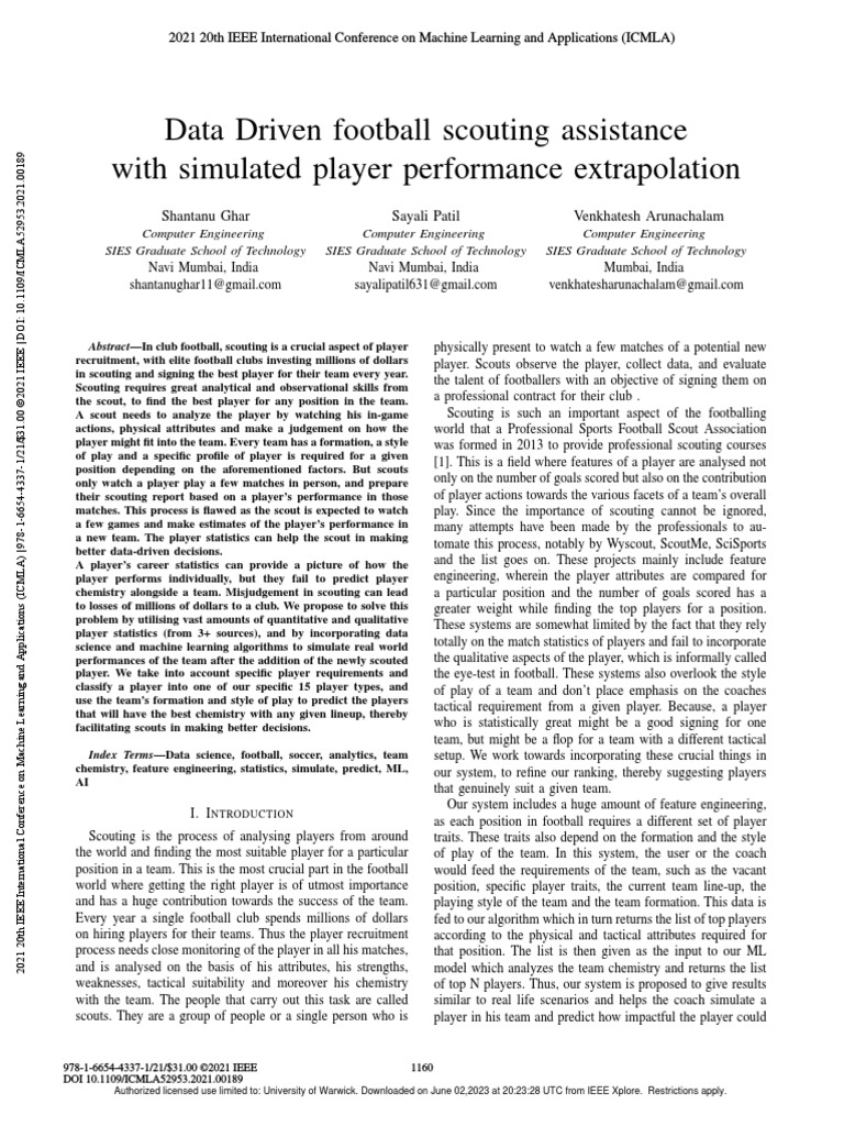 Data Driven Football Scouting Assistance With Simulated Player ...
