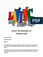 Career Life Education 12 Finances Unit: Name:Tian Yilu Date: May 17th Block:A