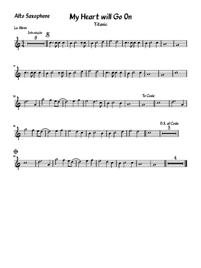 My Heart Will Go On for Alto Sax | PDF