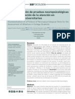 Estandarización de Pruebas Neuropsicológicas Para La Evalaución de La Atención en Estudiantes Universitarios