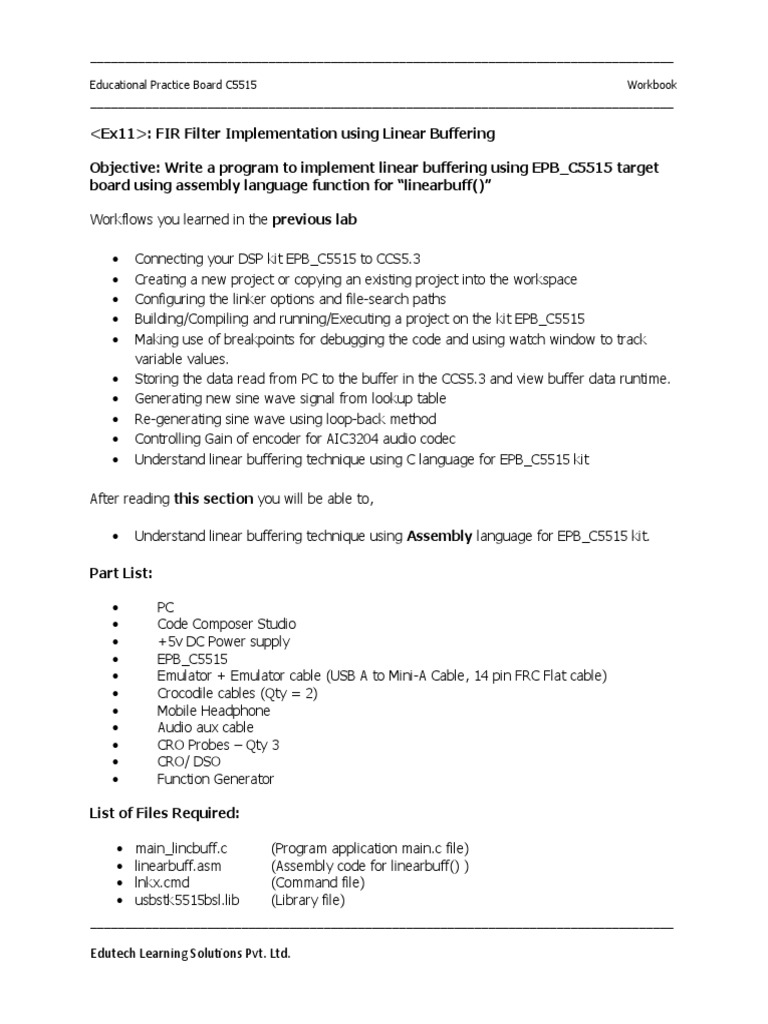 FIR Filter Linear Buffering Guide | PDF | Assembly Language | Computer ...
