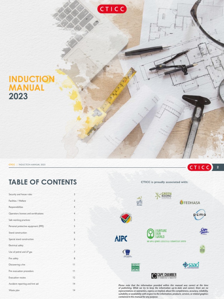 CTICC Induction Manual 2023 | PDF | Safety | Fire Safety