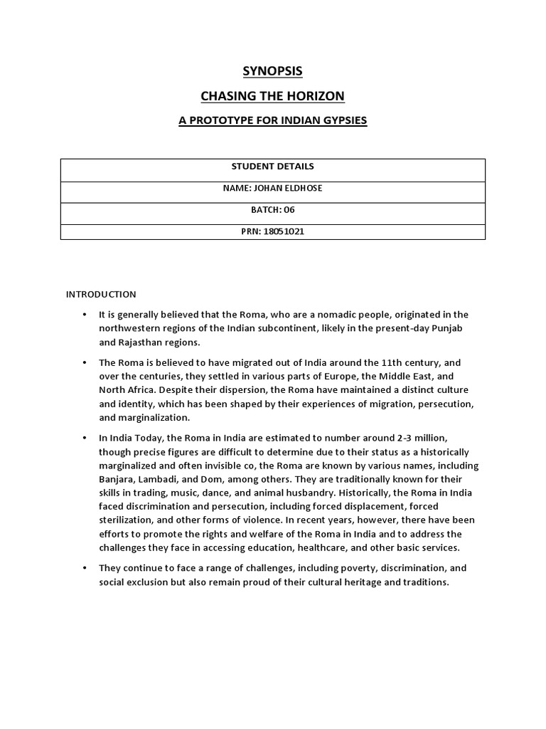 Final Topic - Synopsis Word | PDF | Romani People