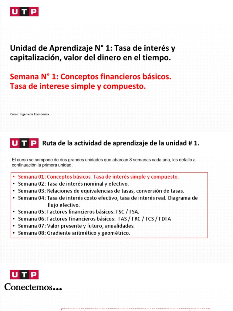 Unidad de Aprendizaje #1: Tasa de Interés y Capitalización, Valor Del ...